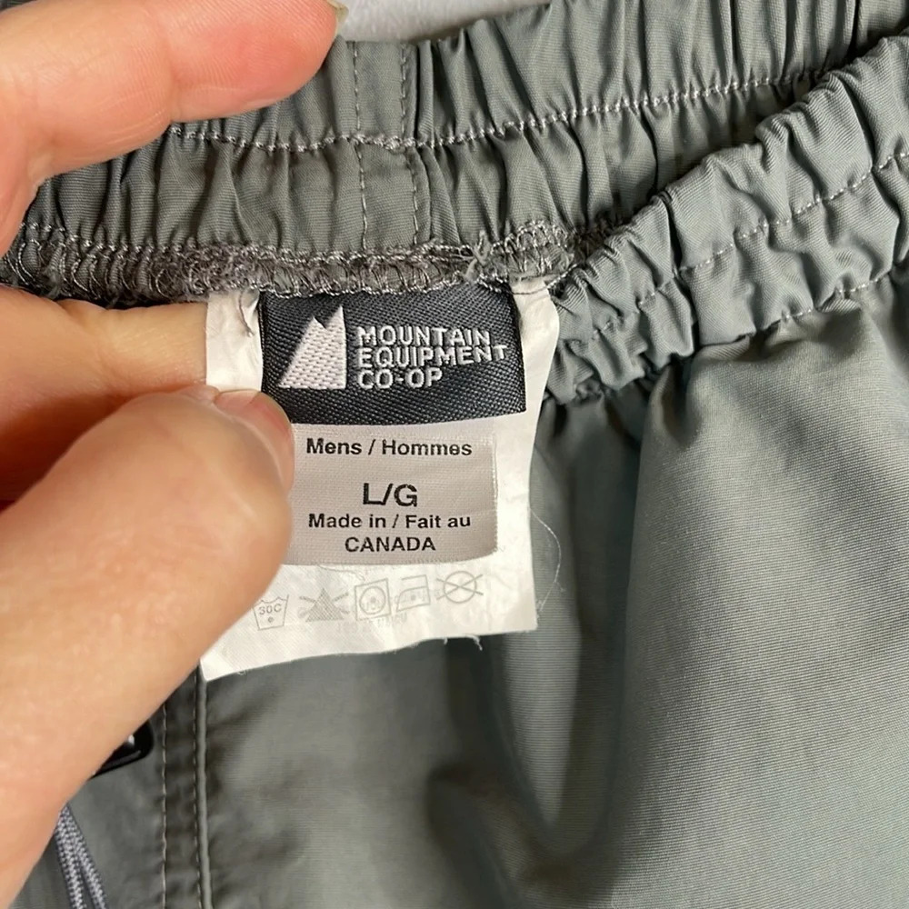 MEC Mens Mountain Equipment Co-op Nylon Wind Pants Grey Elastic Drawstring L - Picture 9 of 12
